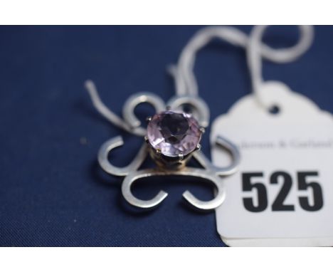 A Scottish amethyst and silver brooch, by G.F., Edinburgh 1968.
