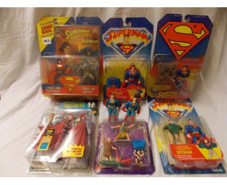 FOUR BOXED KENNER SUPERMAN ACTION FIGURES,TWO LOOSE EXAMPLES,SPAWN FIGURE, A MATTEL FLINTSTONES TOY SET A/F