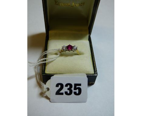 14K RUBY AND CZ DRESS RING Q 