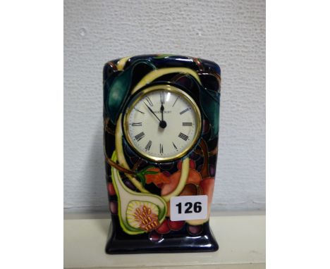 MILLENIUM MOORCROFT POTTERY QUEENS CHOICE MANTEL CLOCK 16CM HIGH APPROX 
