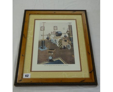 CONTEMPORARY LITHOGRAPHIC PRINT THE NEW BANTING BED FOR REDUCING THE FIGURE AFTER W. HEATH ROBINSON F/G 17CM X 25CM APPROX 