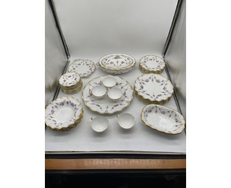 Royal Crown Derby - Antoinette - Fine Porcelain Part Dinner Service. 
Antoinette pattern comprising an oval tureen and cover,