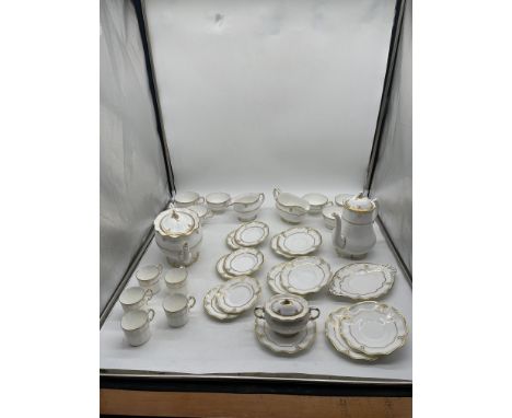 Royal Crown Derby - Lombardy Dinner Service comprising Teapot, Coffee Pot, Tea Cups and Saucers, Coffee Cups and Saucers, Mil