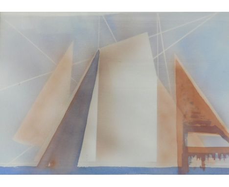 W.D.R. Daker(?) (20thC). Abstract seascape, watercolour, signed and dated July (19)80, 53cm x 68cm.