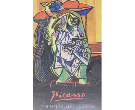 After Pablo Picasso. Weeping woman, The Tate Gallery London, framed coloured poster, 76cm x 49cm.