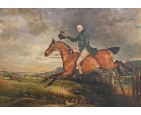 Claude Lorraine Ferneley (1822-1891) after John E. Ferneley (1782-1860). Mr George Marriott on a bay hunter, taking a fence a