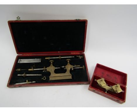 A 19th Century brass and steel watchmaker's depthing tool (cased), together with a cased 19th Century Jacot tool for pivot po