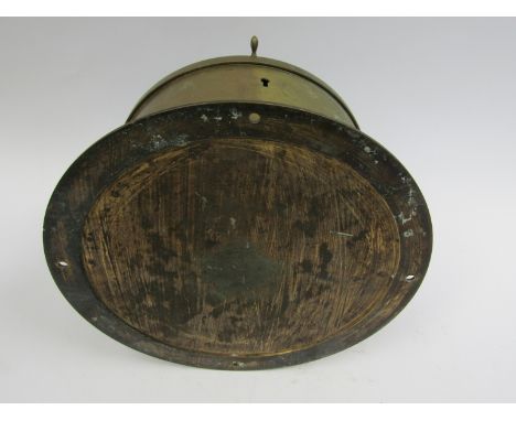 A late 19th Century brass cased fusee ship's clock with key, painted metal 7'' Roman dial signed  Chadburns Ltd, Liverpool , 