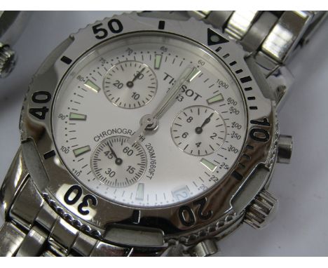 TISSOT: Two steel quartz bracelet watches; Seastar Quartz with date and centre seconds and Chronograph 200m (boxed with paper