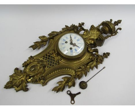 A late 19th heavy gilt cast metal French Cartel clock, 8 day Japy Freres movement with countwheel strike on a bell, numbered 