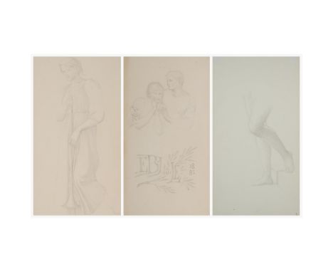 EDWARD COLEY BURNE-JONES (BRITISH 1833-1898) (I) A STUDY OF TWO FIGURES EMBRACING AND (II) A STUDY FOR 'THE GOLDEN STAIRS' - 