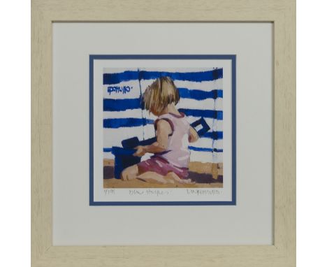 * LIN PATTULLO (SCOTTISH b. 1949), BLUE STRIPES limited edition giclee print on paper, signed, titled and numbered 1/195 imag