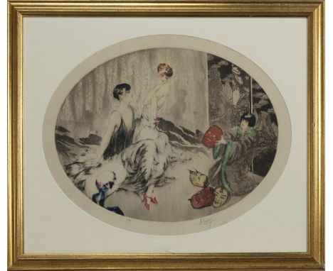 ROSSI, FEMMES AND MASKS limited edition print, signed and numbered 19/350 image size 35cm x 44cm (oval), overall size 54cm x 