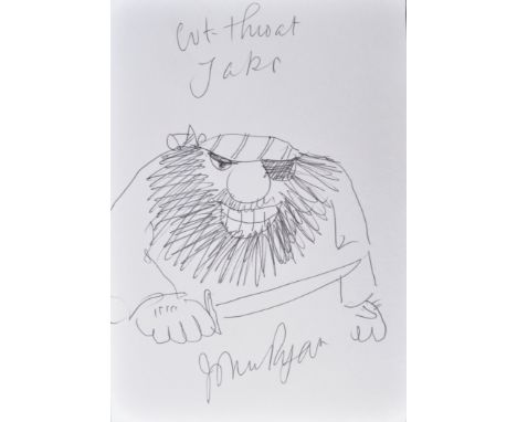 John Ryan (1921-2009) - Cartoonist - Captain Pugwash - an original hand drawn sketch of the character Cut Throat Jake. Drawn 