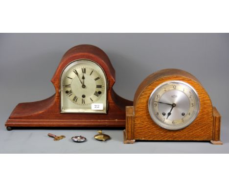 A Garrard oak mantle clock and a further wooden mantle clock, 29 x 20cm &amp; 51 x 25cm.