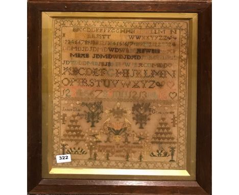 A 19th Century oak framed Scottish sampler date 1832, 49 x 56cm.