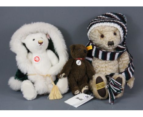 Two Steiff bears and a Merrythought bear.