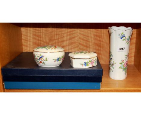 Four pieces of Aynsley porcelain and a Royal Worcester cake plate and knife.