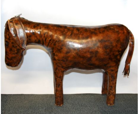A Vintage leather donkey, L. 65cm, H. 46cm.