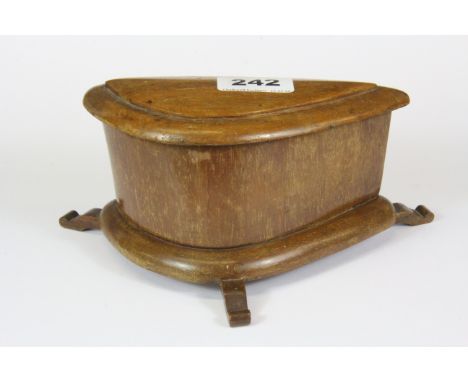 A trinket box made from the laminated wooden propeller of a bi-plane with provenance details, W. 20cm.