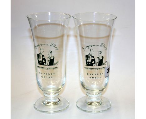 Two vintage Singapore sling glasses from Raffles hotel.