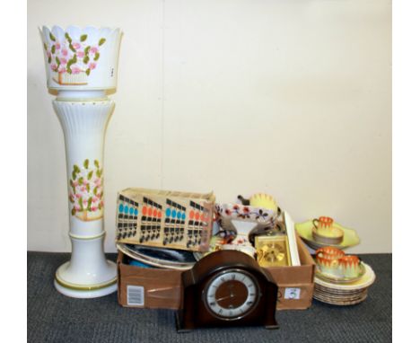 A ceramic plant stand and quantity of mixed china.