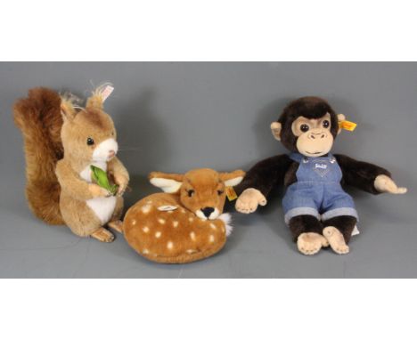Three Steiff animal figures.