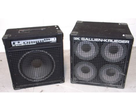 A Gallien Krueger 400RB-111 high current bass combo 400 watt amp and 15" speaker, also a Gallien Krueger 4 x 10 bass cabinet,