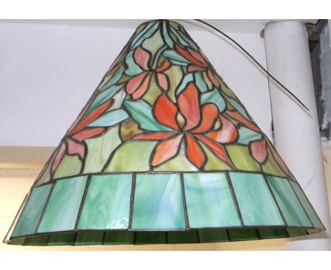 A 20th century Tiffany style multicoloured cone shaped light shade, approx height 40cm.