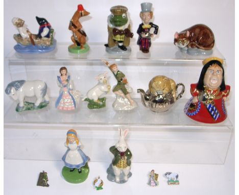 Thirteen Wade Collectors Club figurines; six from the 1999 Alice in Wonderland Collection, Alice, White Rabbit, The Queen of 