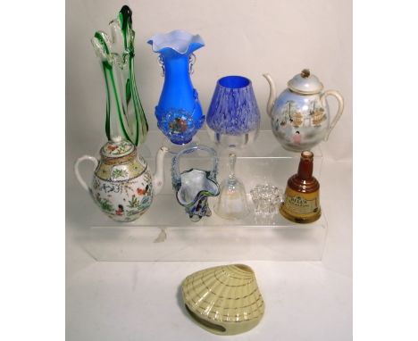 A small quantity of glassware and ceramics to include a Deco of Poland cased glass vase, Venetian style decorative glass vase