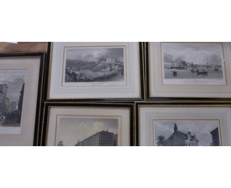 Five 19th century engravings of various Liverpool river and street scenes, "More Street Liverpool", after G&C Pyne; "Water St