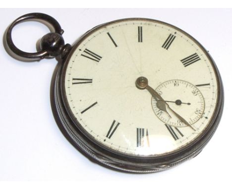A hallmarked silver open face pocket watch, enamel dial set with Roman numerals and subsidiary seconds hand, London 1870.