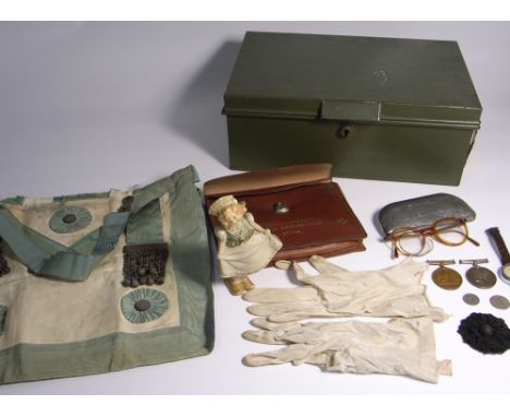 Two WWI medals relating to Edwin Christy, the British War medal and a Merchant Navy medal, an early 20th century military sty