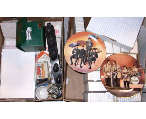 Thirteen assorted Beatles collectors plates by Bradford exchange and Bradex, assorted Beatles memorabilia to include pin badg