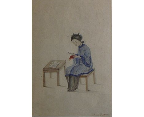 ALEXANDER RATTRAY (1830-1906); pen and ink, "A Chinese Married Woman", signed and inscribed lower right, gallery label verso,