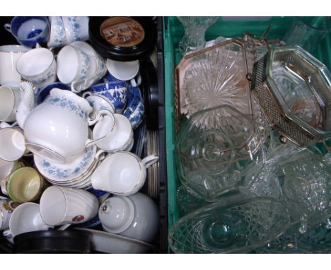 A quantity of ceramics and glassware to include a white ground Colclough 'Braganza' pattern tea service, further blue and whi