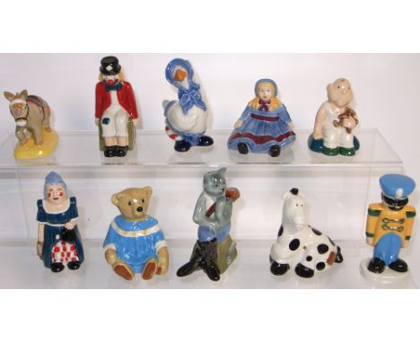 Ten Wade Collectors Club figurines; Chuckles the Clown 1998 (boxed), Seaside Donkey September 2004 (boxed), Emily Doll 1998, 