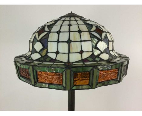 STANDARD LAMP,with stained Tiffany style shade, 160cm including shadeCondition report: Some nibbles around the lamp base and 