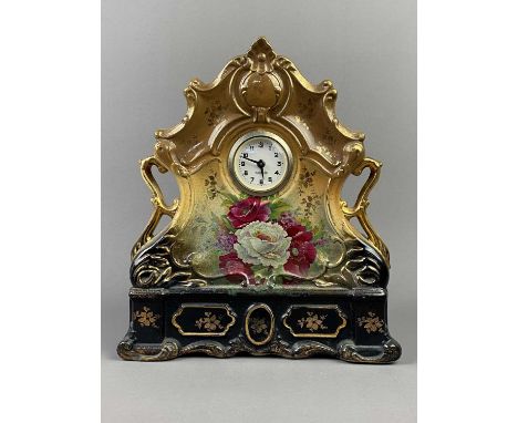 CERAMIC CASED MANTEL CLOCK,31cm high