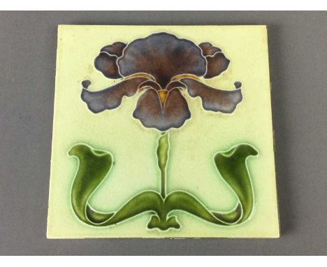 PAIR OF ART NOUVEAU CERAMIC TILES,15.4cm x 15.4cm