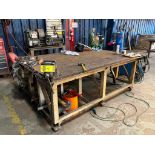 T-Slotted Steel Weld Table, 60" X 88", w/ 6" Bench Vise (No Contents)