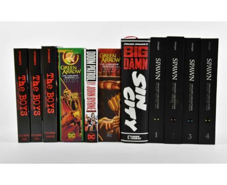 SPAWN; Origins Collection Delux Edition, vols 1, 2, 3 &amp; 4, Big Dan Sin City, Green Arrow: The Long Bow Hunters, Doom Patr