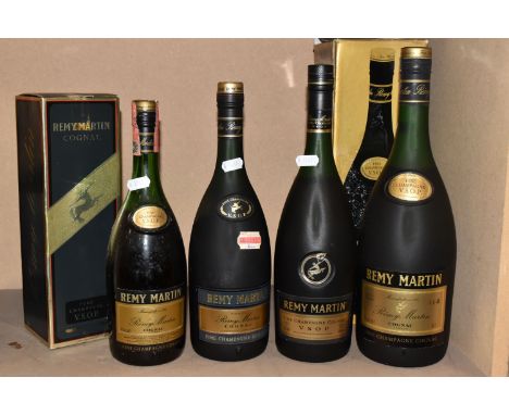 COGNAC, Four Bottles of REMY MARTIN VSOP Fine Champagne Cognac, 2 x 1 Litre, 1 x 1.4 Litre (boxed) and 1 x 68cl (boxed) all s