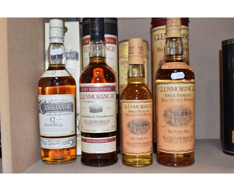 SINGLE MALT, Four Bottles of Single Highland Malt Scotch Whisky comprising 1 x GLENMORANGIE 10 Year Old, 40% vol. 70cl, fill 