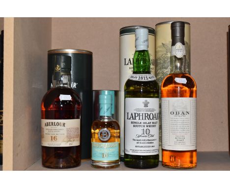SINGLE MALT, Four Bottles of Outstanding Single Malt Scotch Whisky comprising 1 x OBAN' Little Bay of Caves', 43% vol. 70cl, 