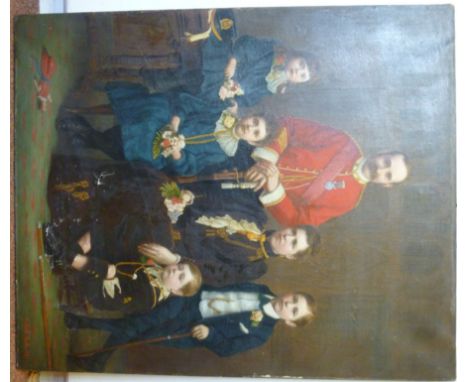A late 19thC Royal Family group portrait  oil on canvas  bears the initials CLAFAA & dated 91  24'' x 20''