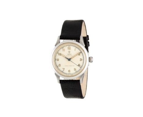 Tudor, Oyster, ref. 4540, a stainless steel wrist watch, no. 463749, circa 1940, manual wind movement, 17 jewels, off-white d