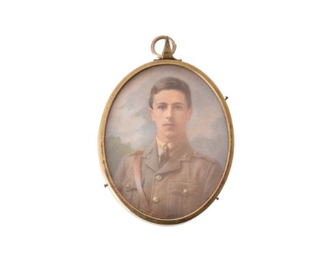 ϒAda M. Howell (fl. 1898-1914) Portrait of 2nd Lieutenant John Hubert Howells, Royal Field Artillery Watercolour on ivory Ins