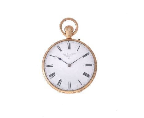 Lund &amp; Blockeley, a gold, enamel and diamond set keyless wind open face pocket watch, circa 1880, full plate movement, th